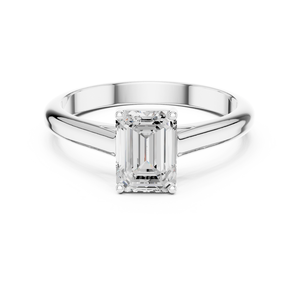 Emerald Cut Minimal Solitaire Diamond Ring
