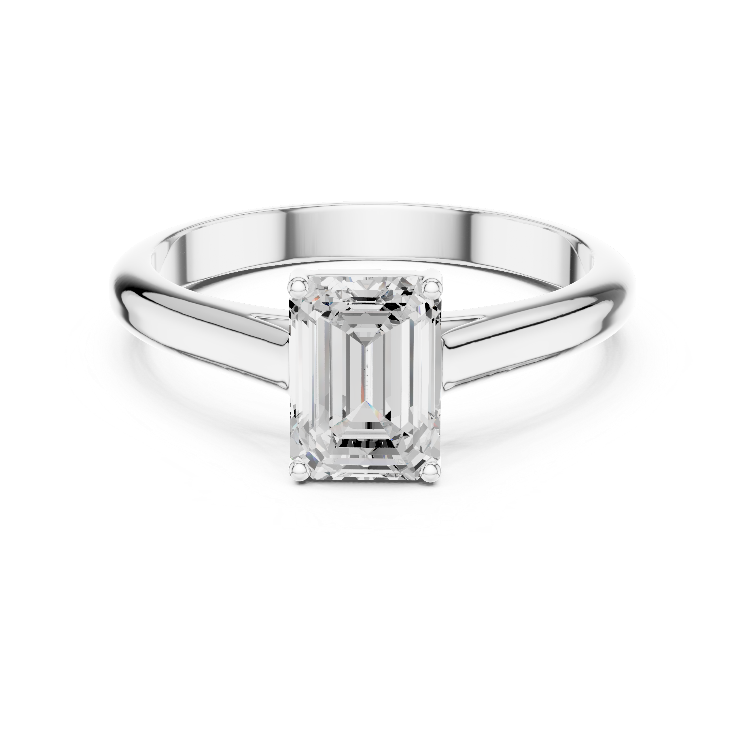 Emerald Cut Minimal Solitaire Diamond Ring