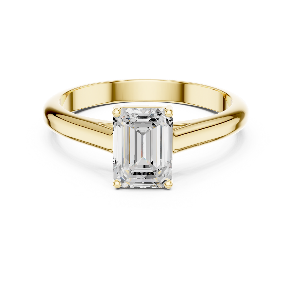 Emerald Cut Minimal Solitaire Diamond Ring