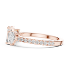 Emerald Cut Three Stone Diamond Engagement Ring with Trillion Side Stones