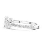 Emerald Cut Three Stone Diamond Engagement Ring with Trillion Side Stones