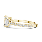 Emerald Cut Three Stone Diamond Engagement Ring with Trillion Side Stones