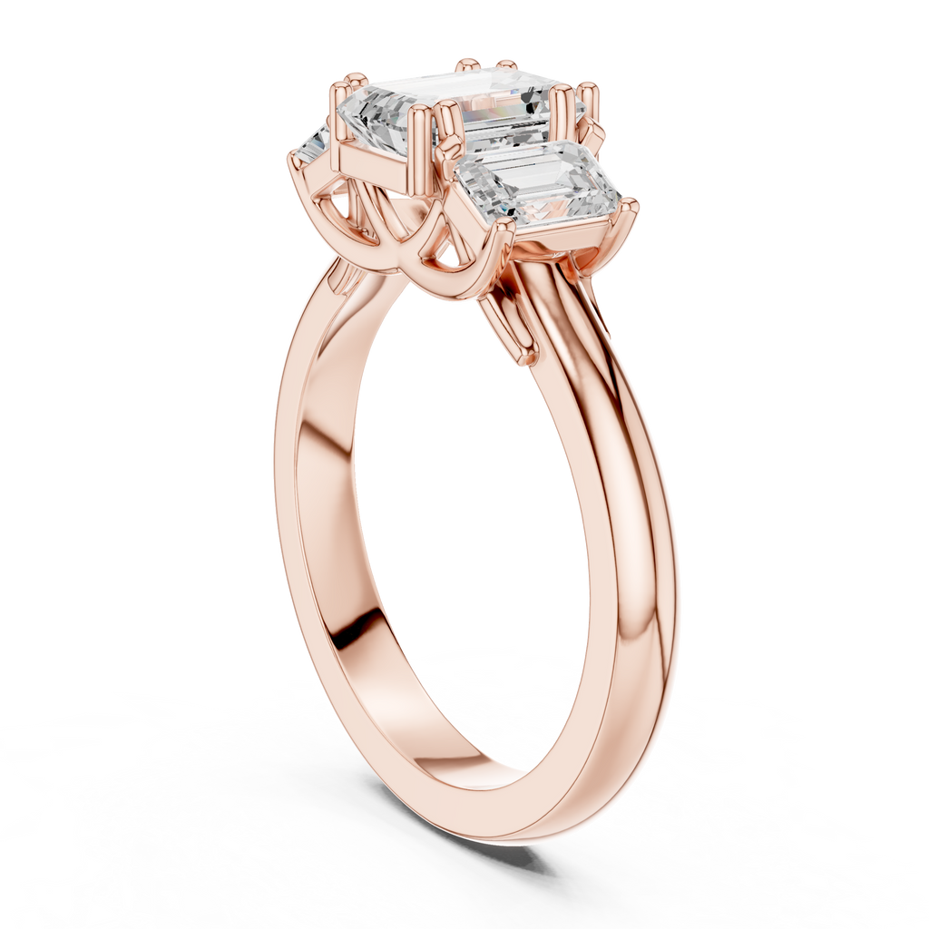 Emerald Cut Three Stone Diamond Engagement Ring