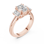 Emerald Cut Three Stone Diamond Engagement Ring