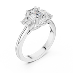 Emerald Cut Three Stone Diamond Engagement Ring