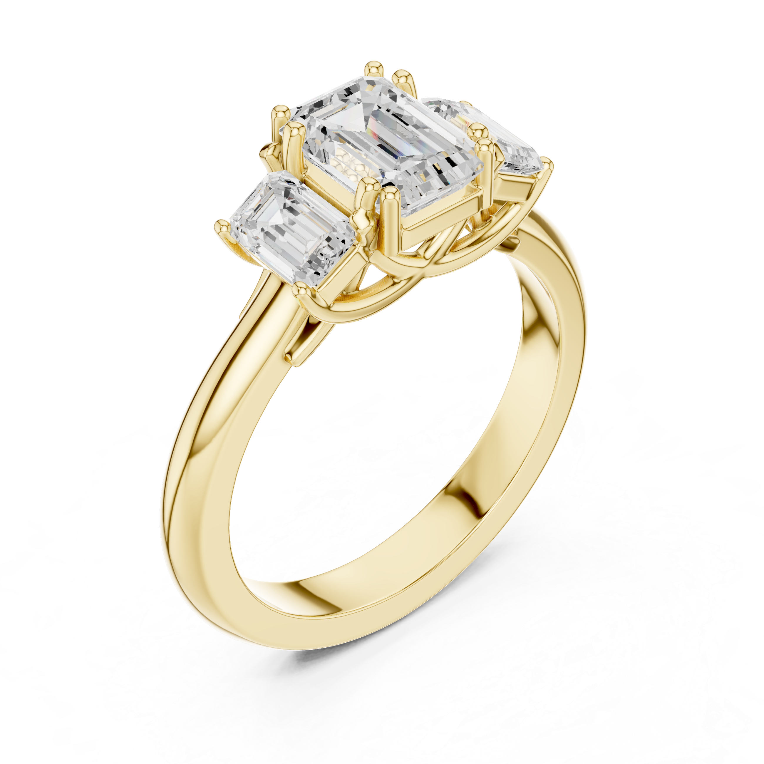 Emerald Cut Three Stone Diamond Engagement Ring