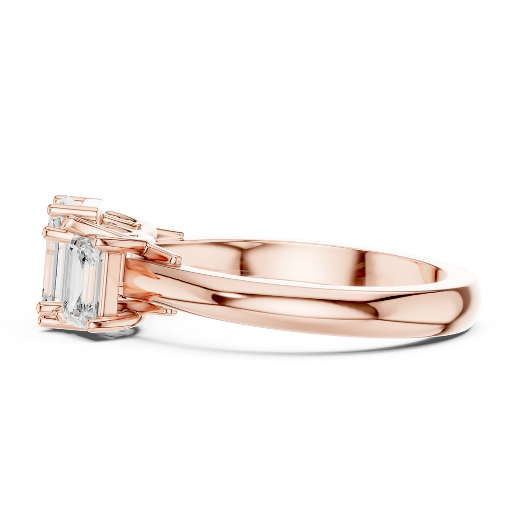 Emerald Cut Three Stone Diamond Engagement Ring