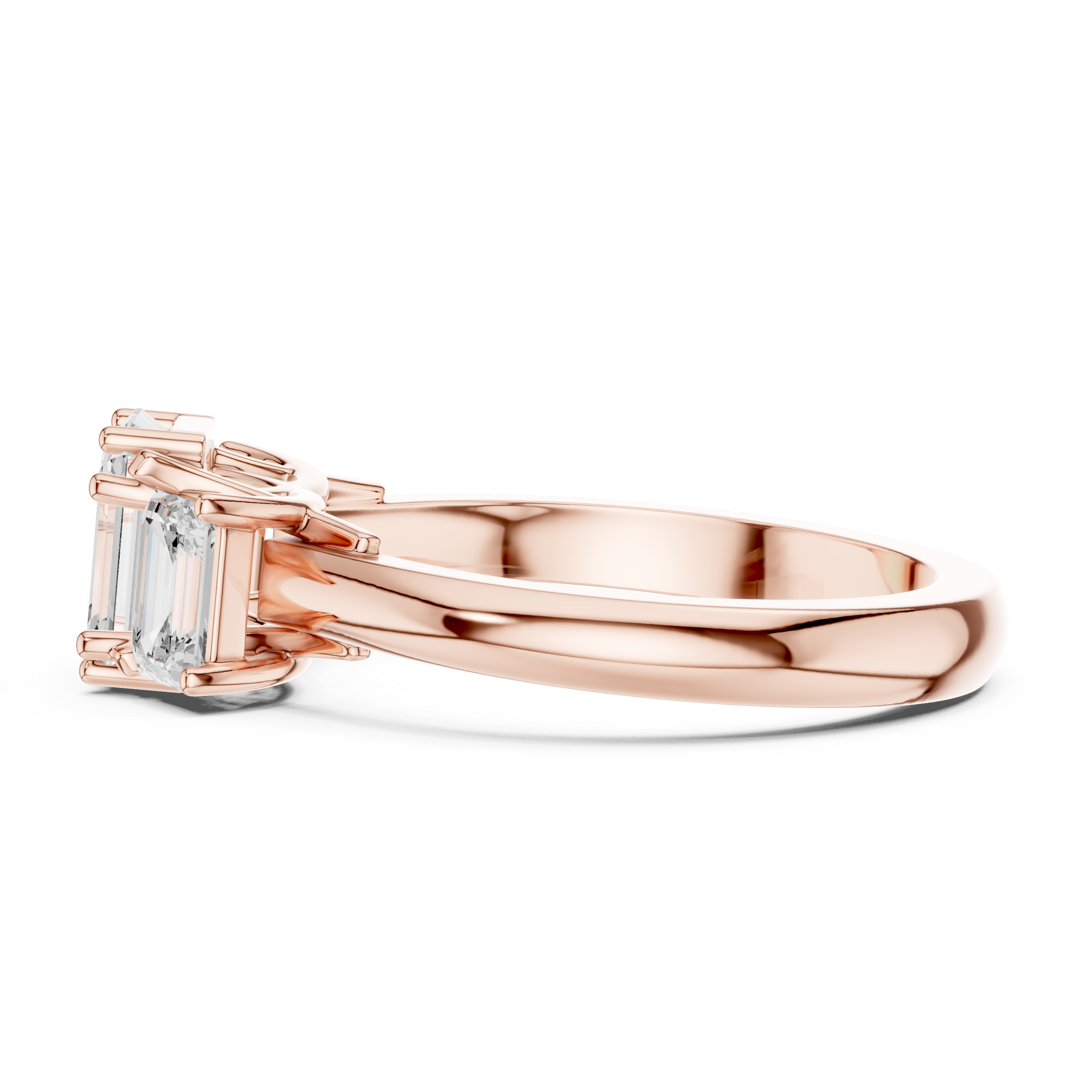 Emerald Cut Three Stone Diamond Engagement Ring