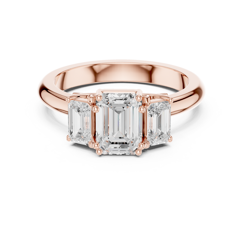 Emerald Cut Three Stone Diamond Engagement Ring