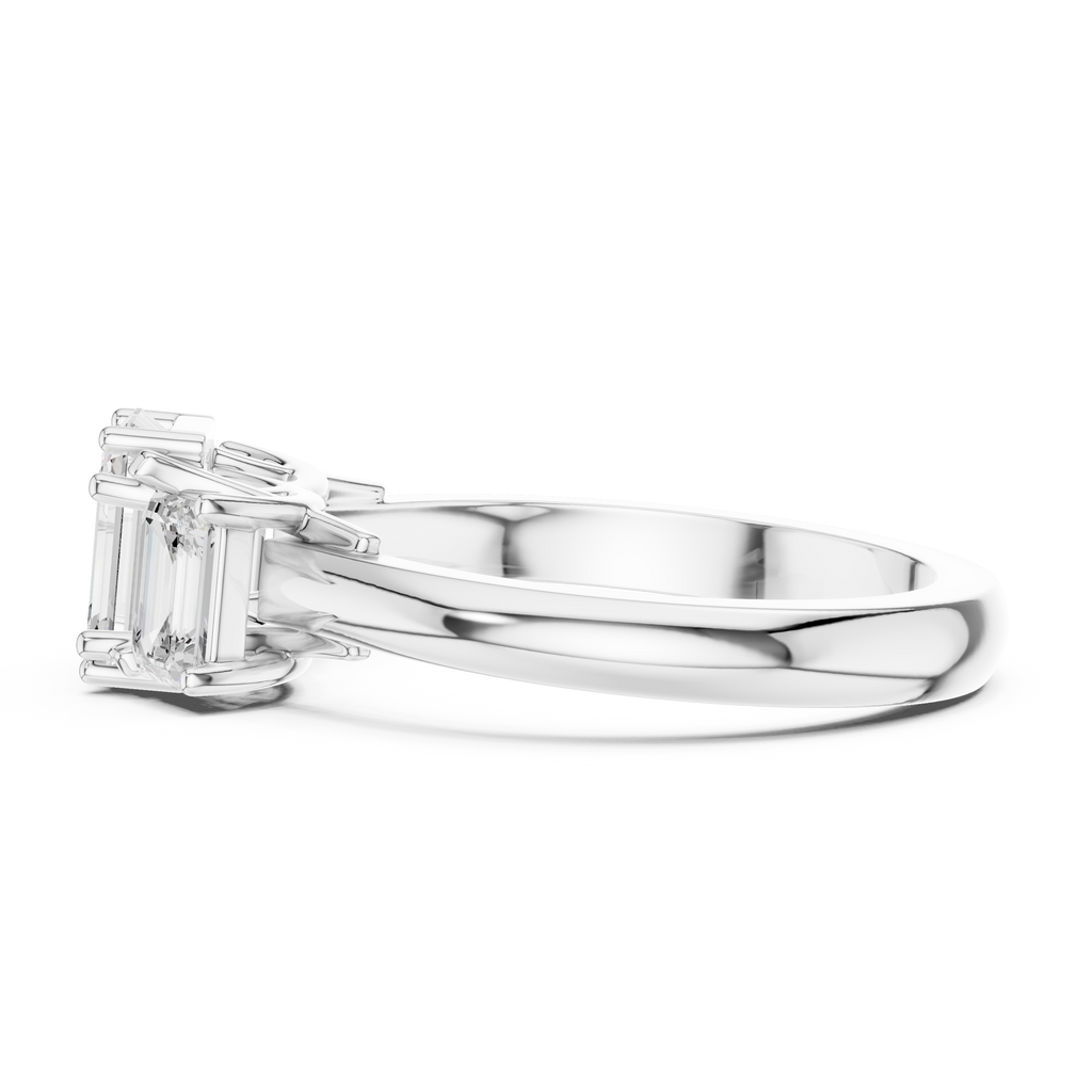 Emerald Cut Three Stone Diamond Engagement Ring