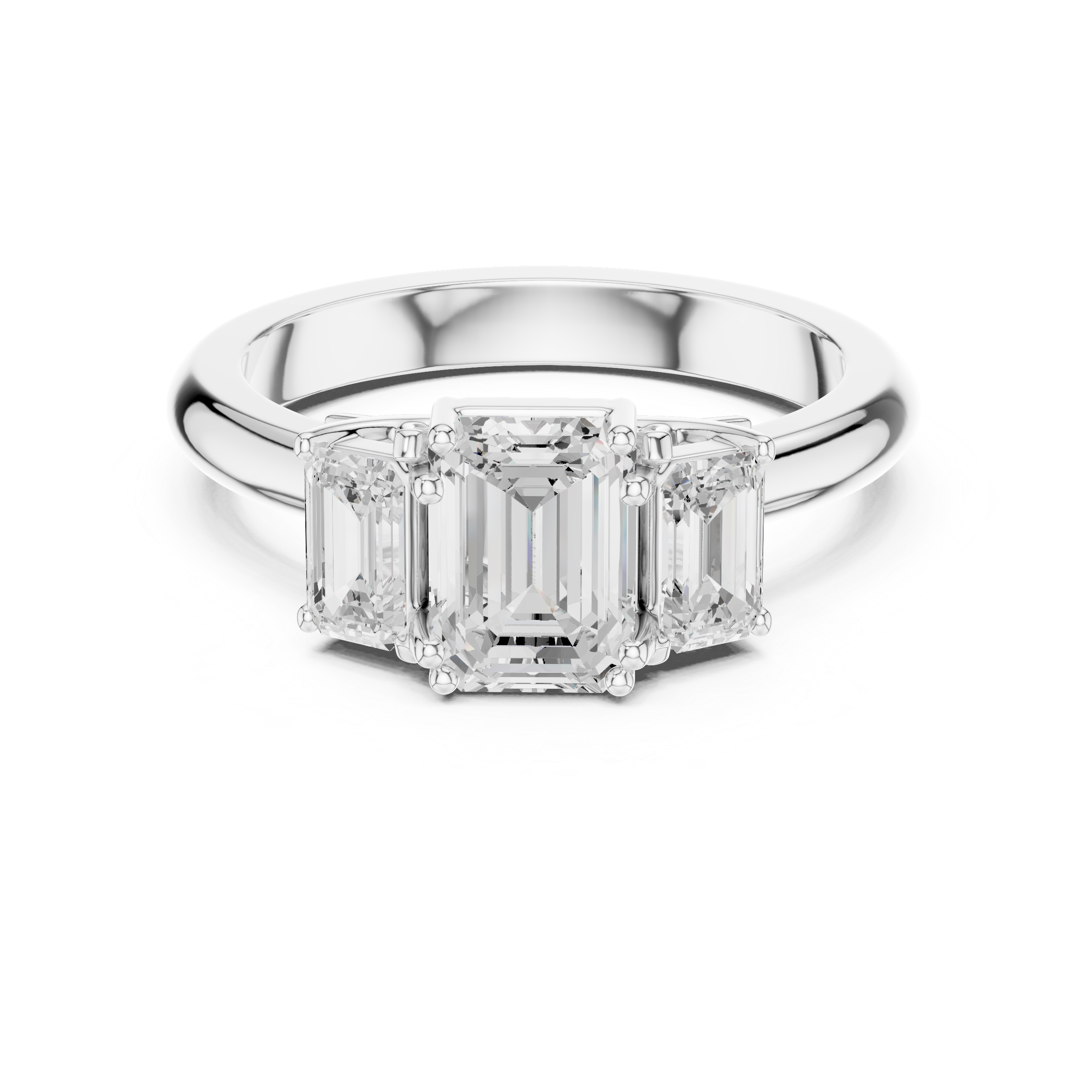 Emerald Cut Three Stone Diamond Engagement Ring