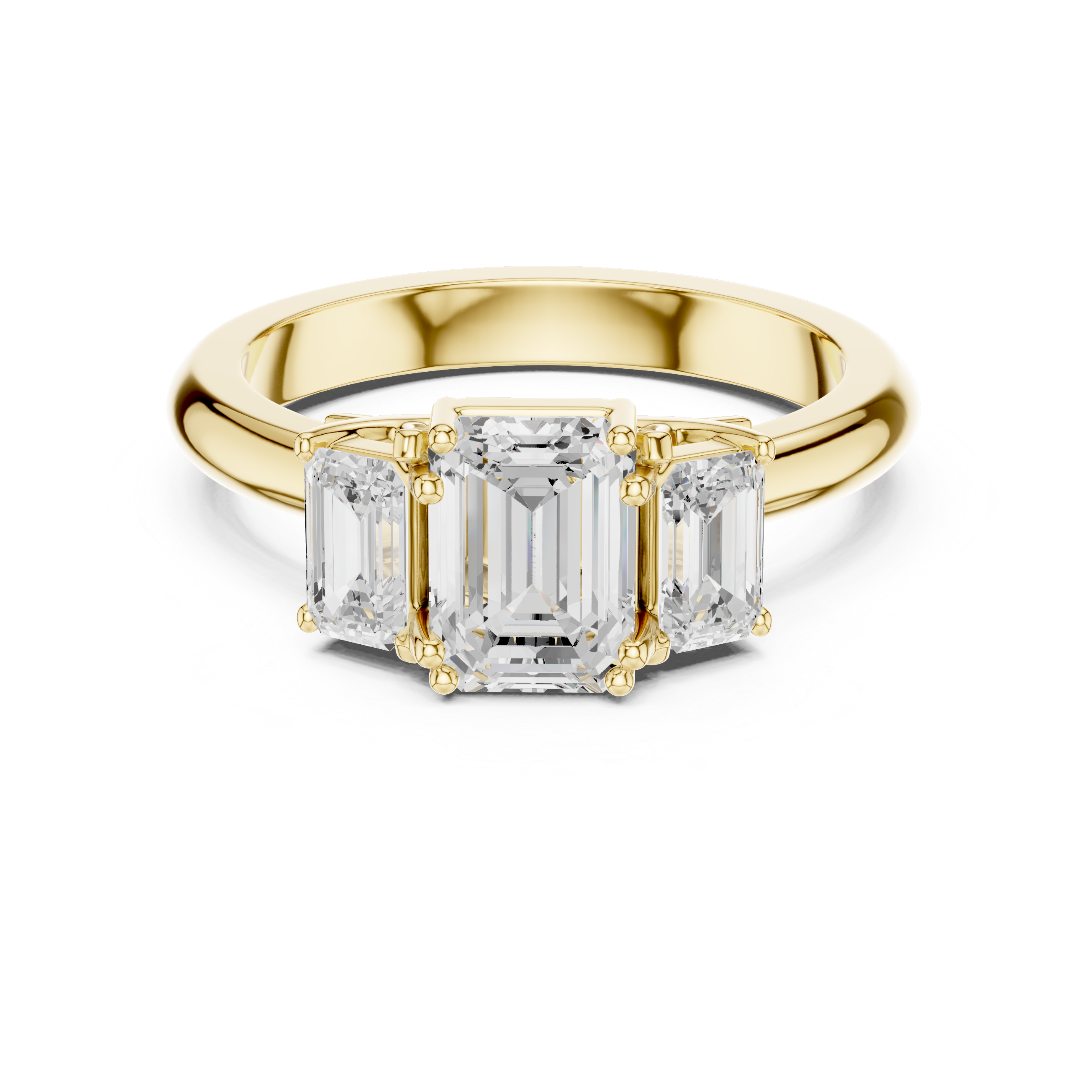 Emerald Cut Three Stone Diamond Engagement Ring