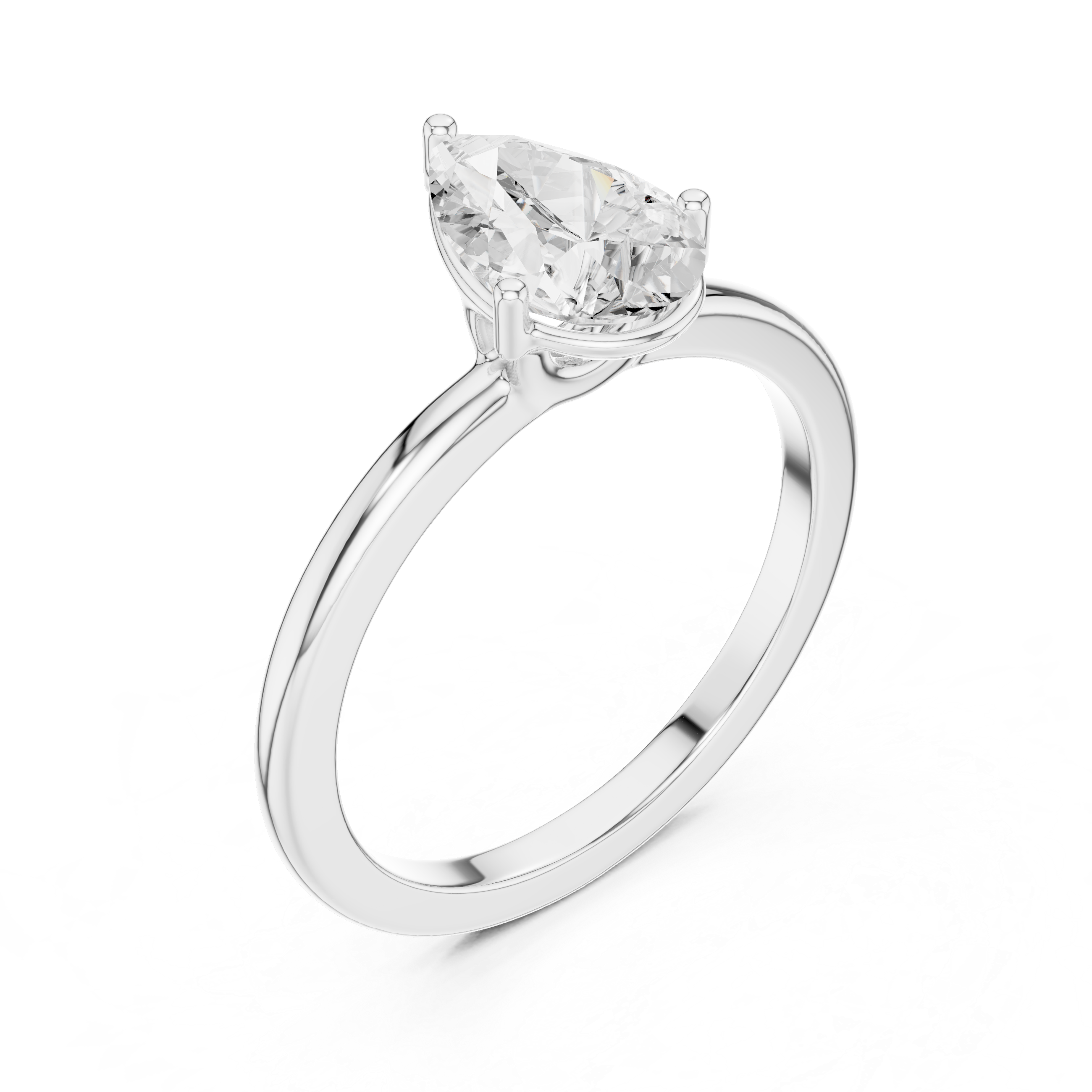 Pear Cut Solitaire Diamond Engagement Ring