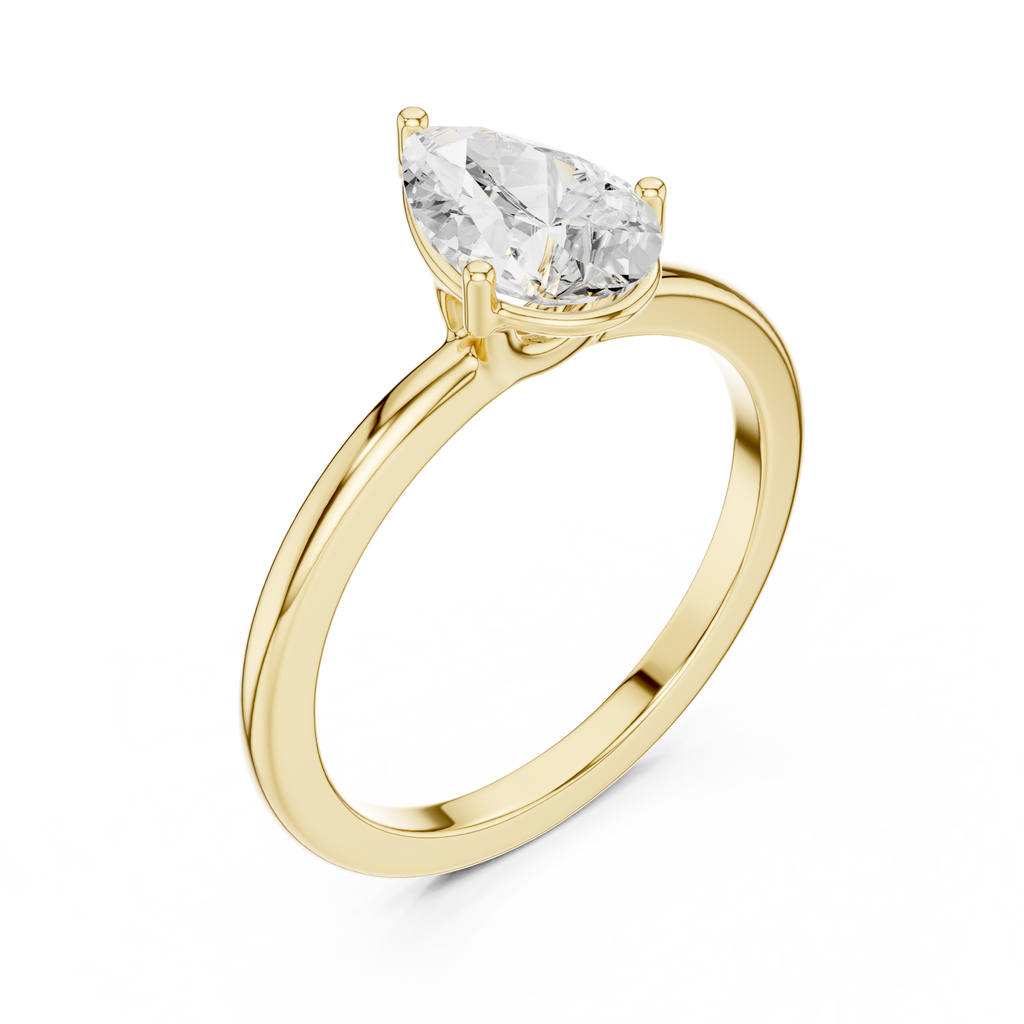 Pear Cut Solitaire Diamond Engagement Ring