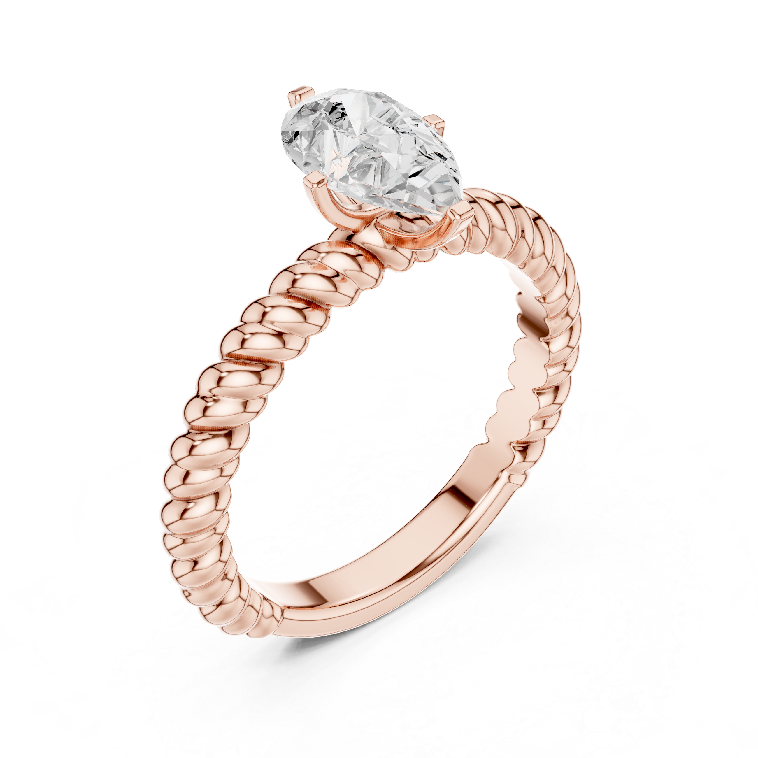 Twisted Band Pear Cut Diamond Engagement Ring
