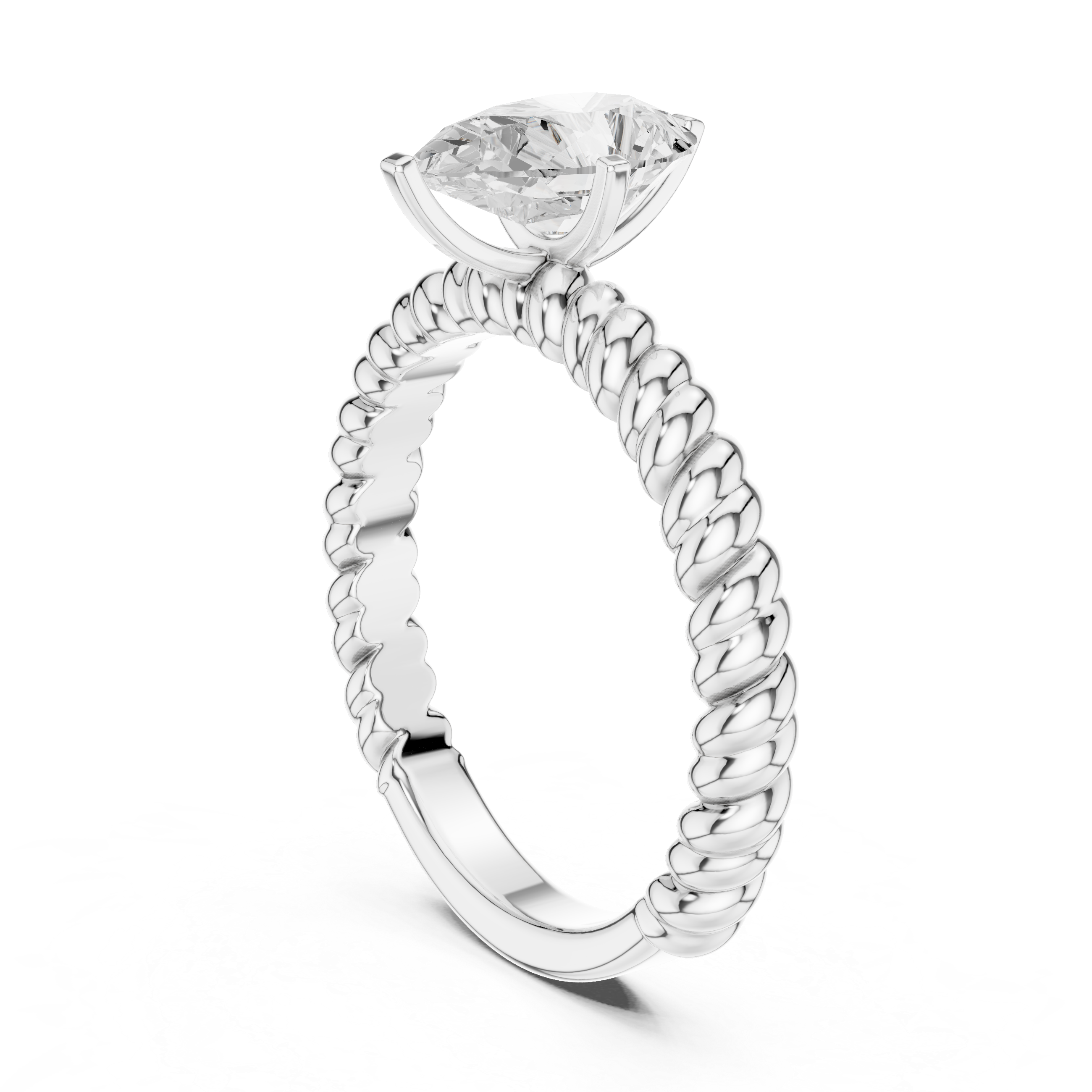 Twisted Band Pear Cut Diamond Engagement Ring