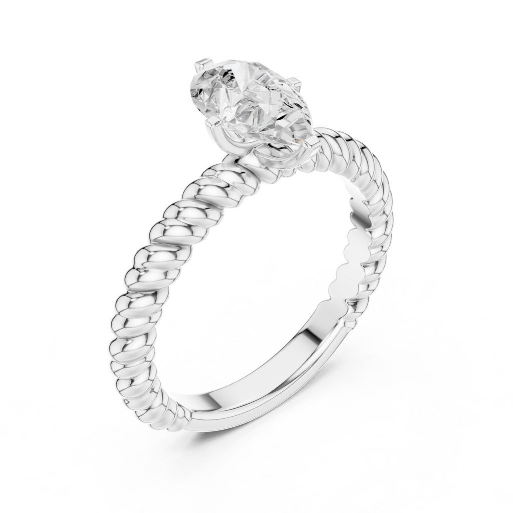 Twisted Band Pear Cut Diamond Engagement Ring