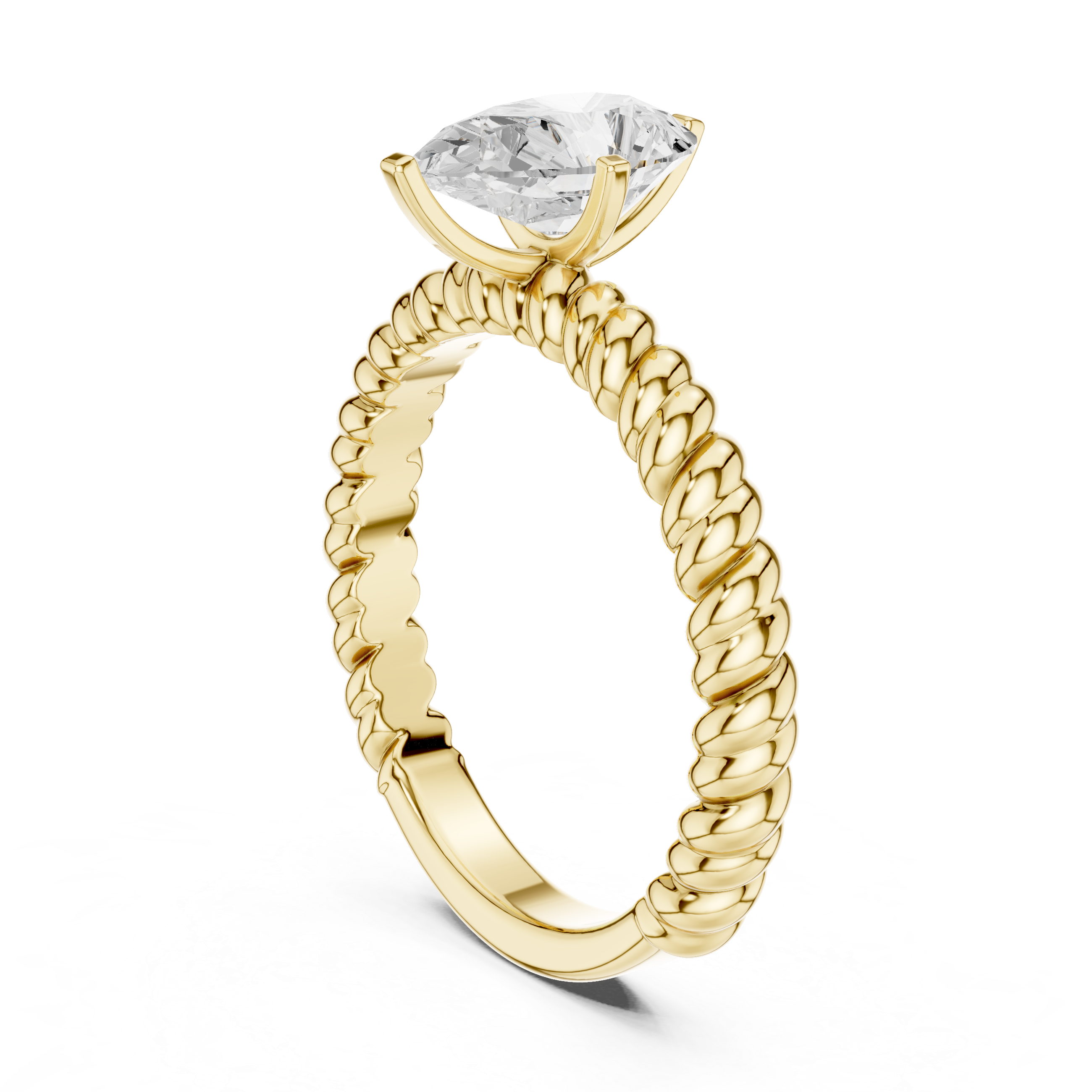 Twisted Band Pear Cut Diamond Engagement Ring