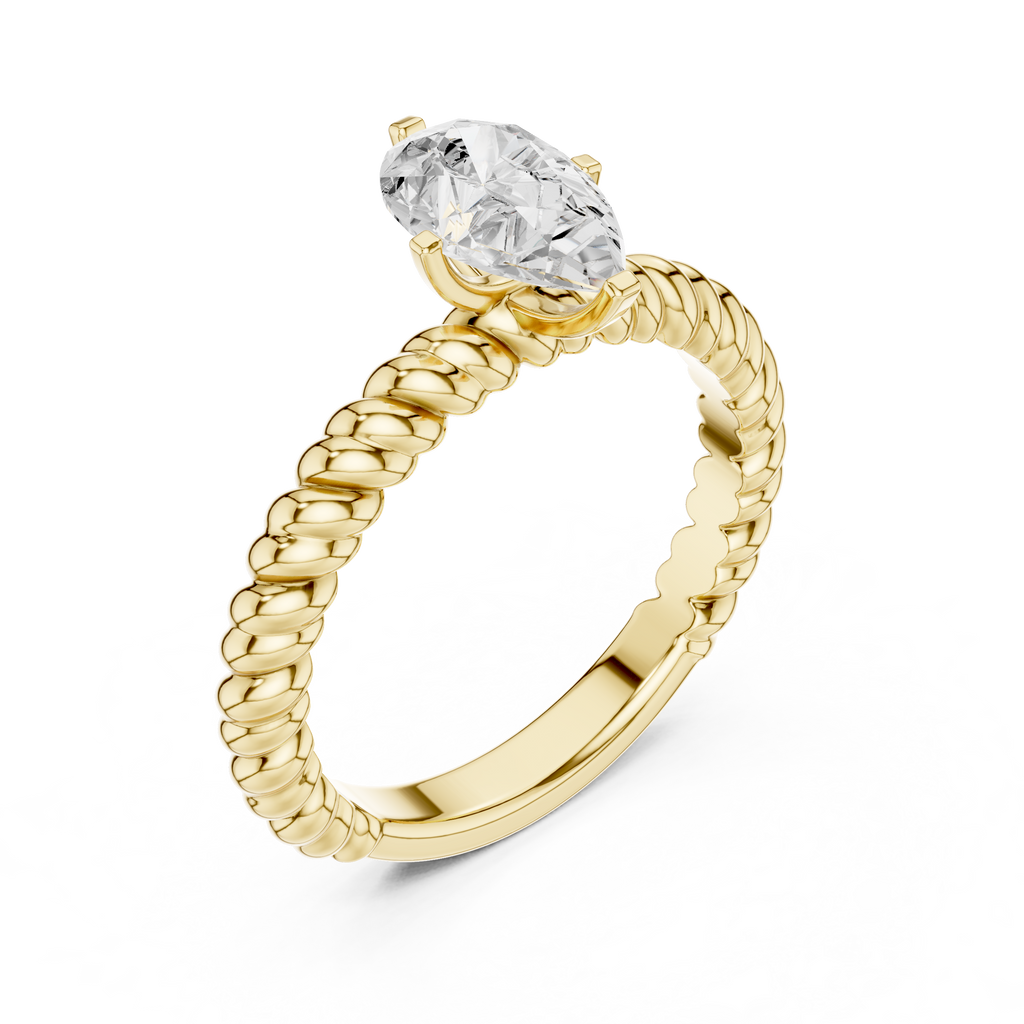 Twisted Band Pear Cut Diamond Engagement Ring