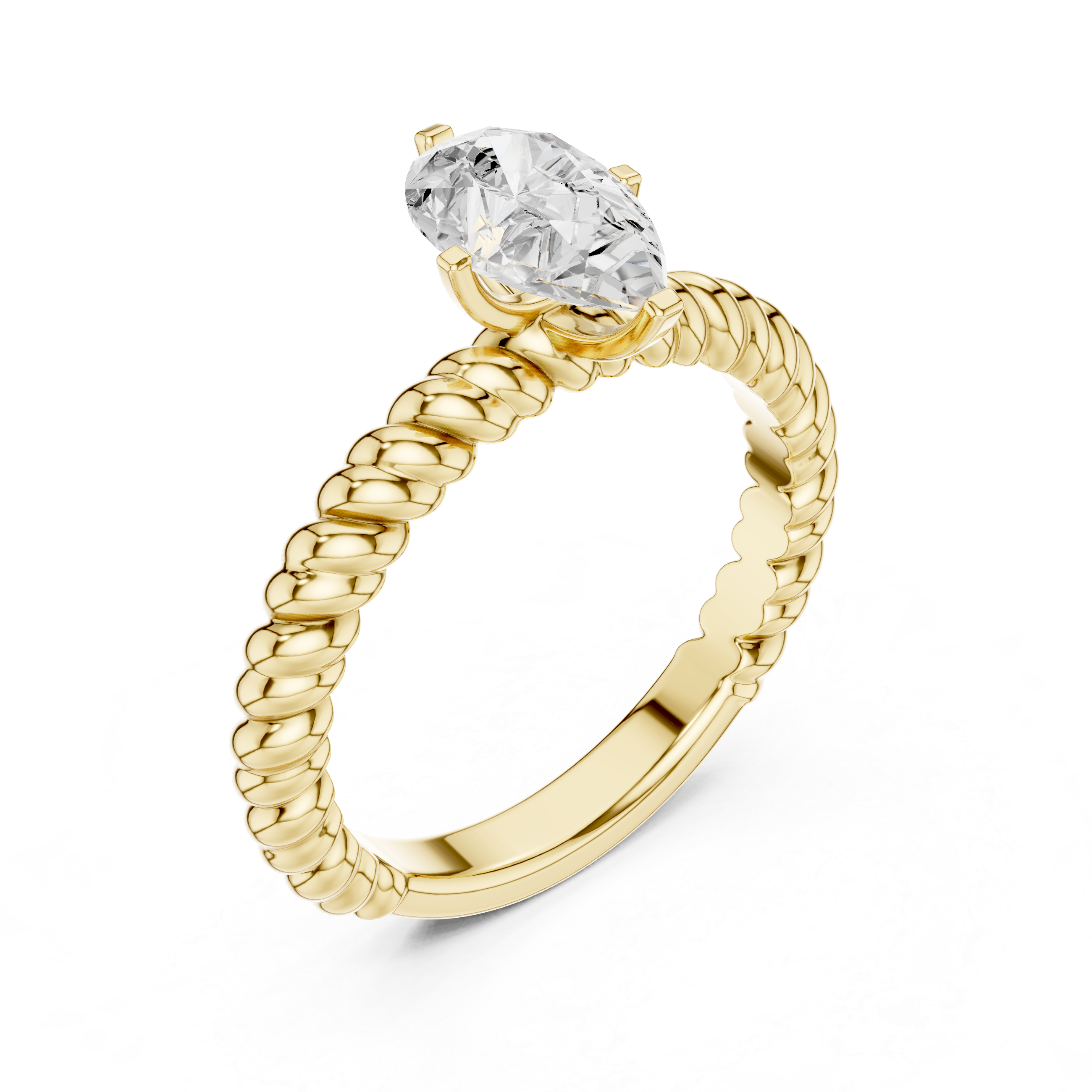 Twisted Band Pear Cut Diamond Engagement Ring