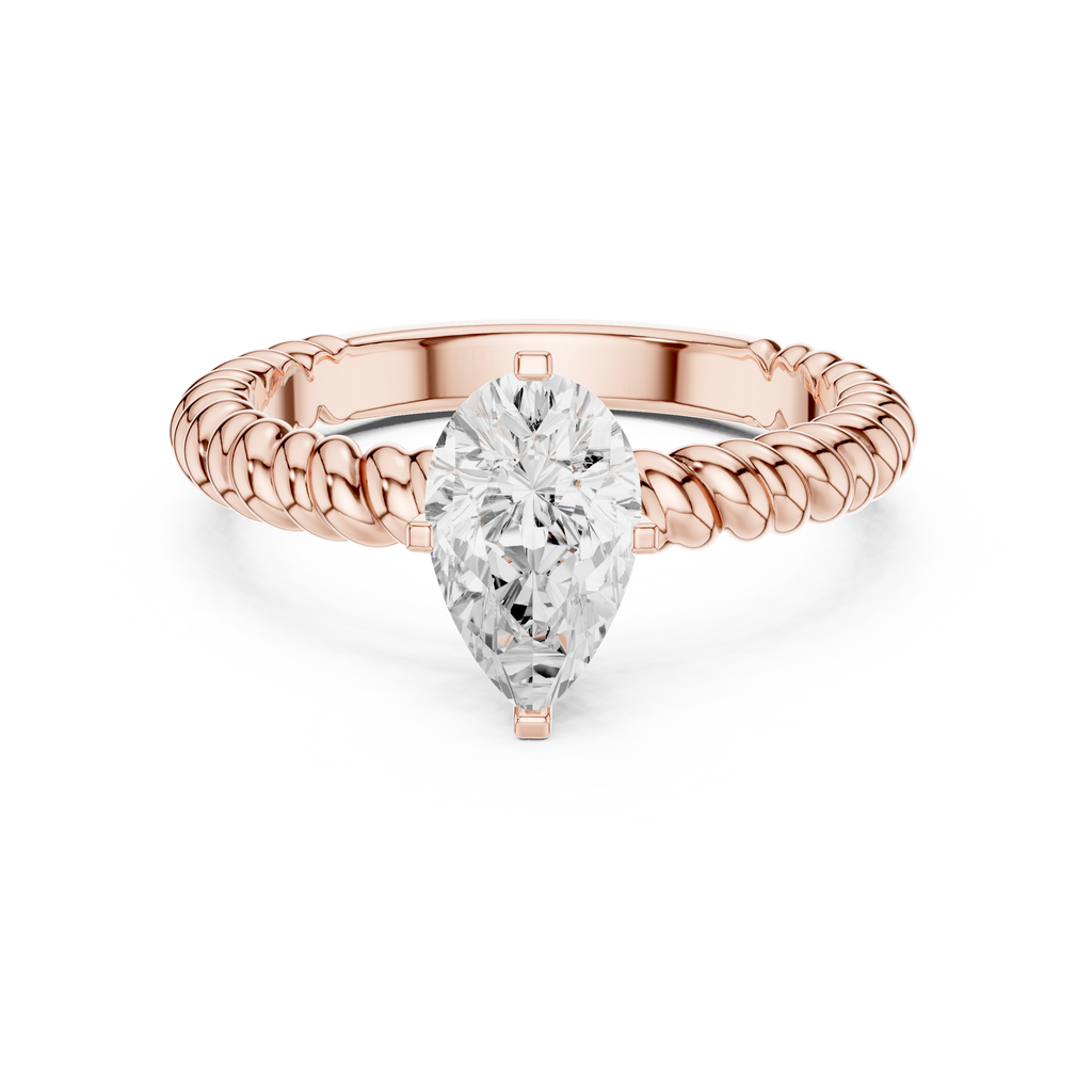 Twisted Band Pear Cut Diamond Engagement Ring