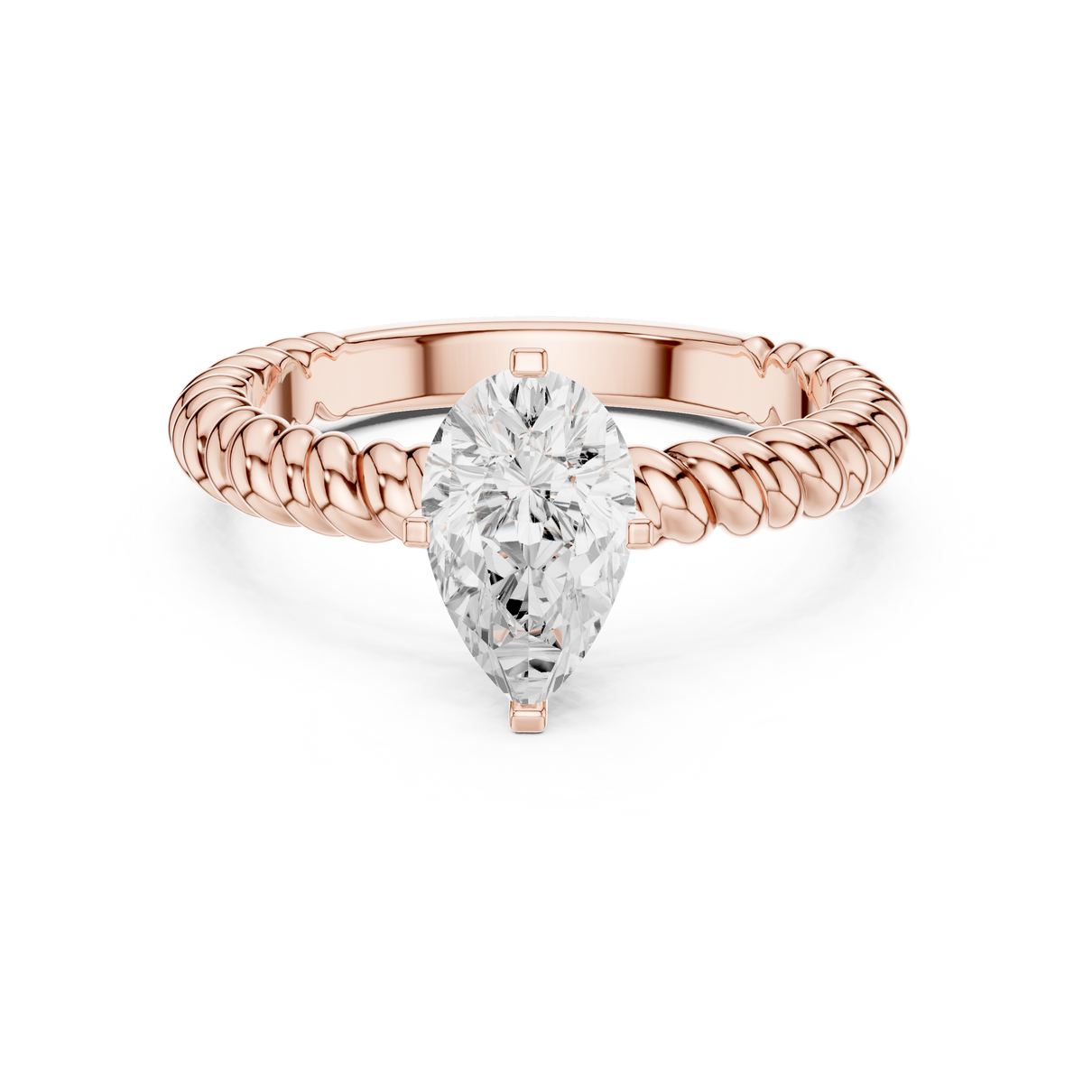 Twisted Band Pear Cut Diamond Engagement Ring – view 5 of 12, lab grown diamond band | Jewelix Atelier