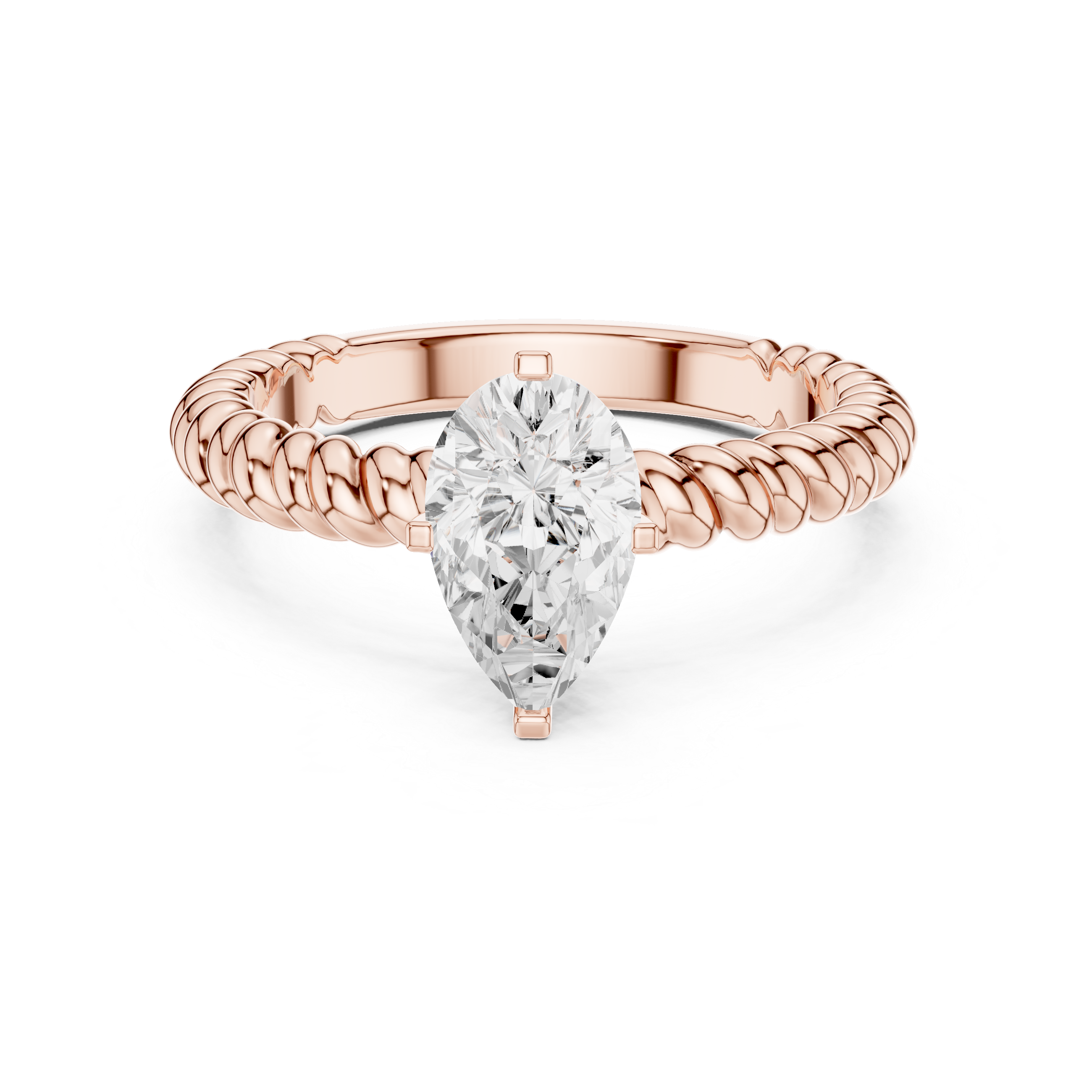Twisted Band Pear Cut Diamond Engagement Ring