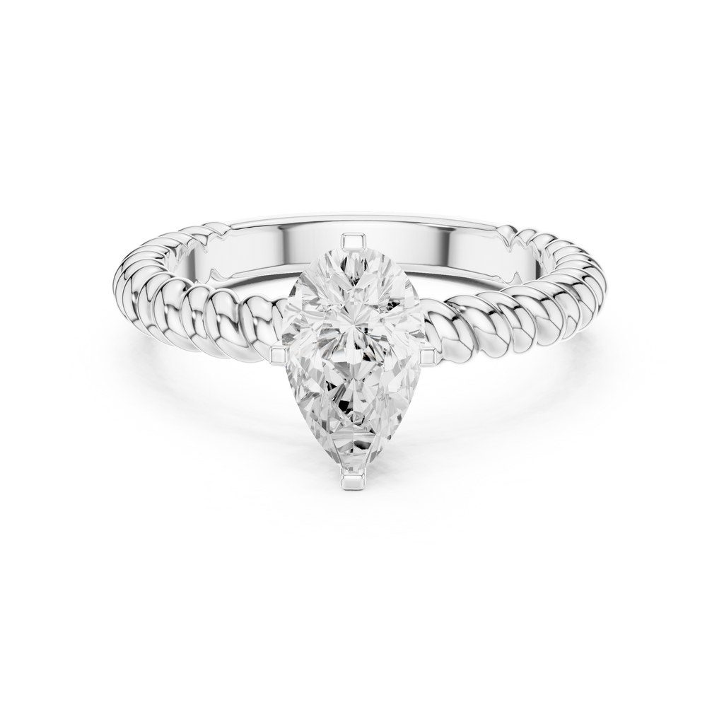 Twisted Band Pear Cut Diamond Engagement Ring