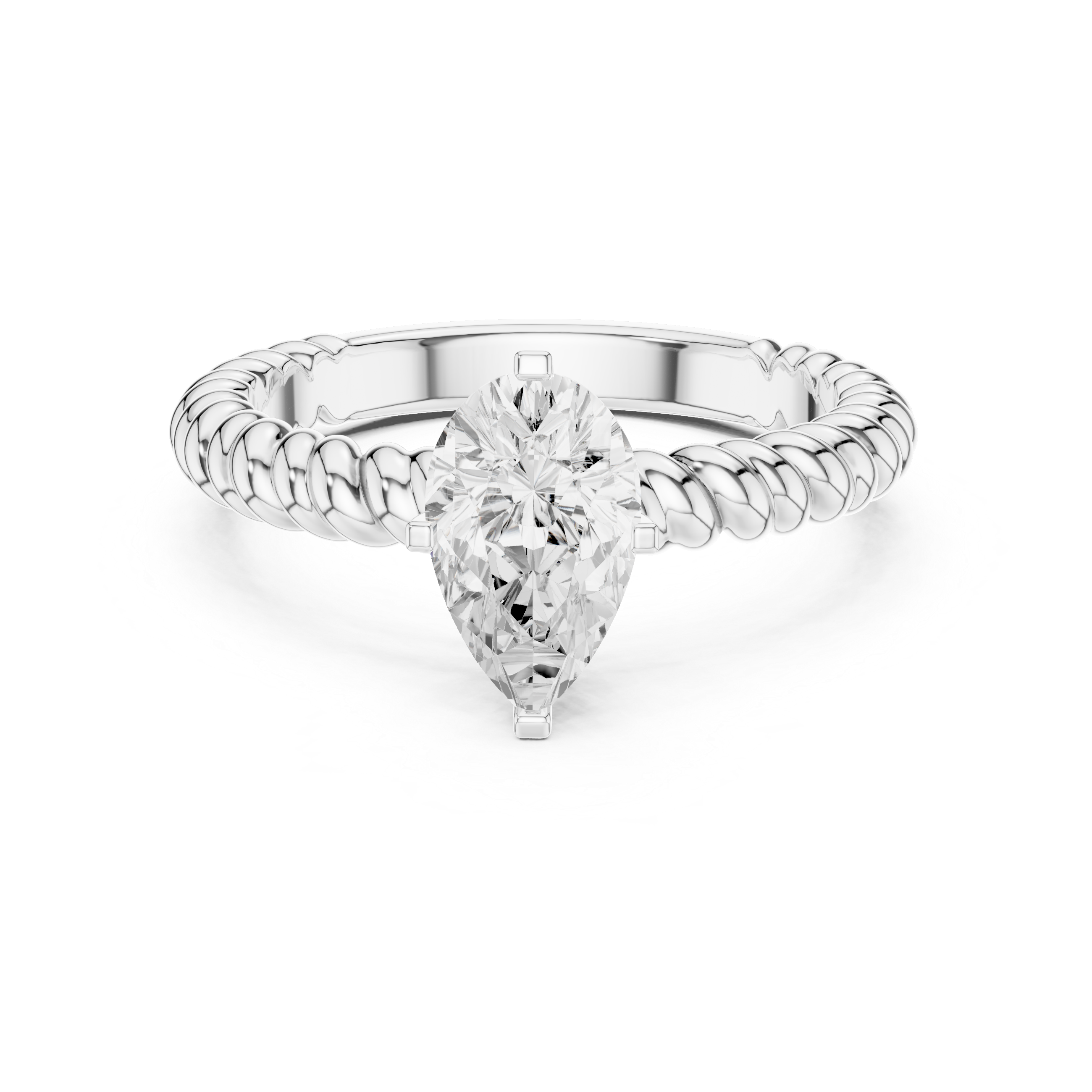 Twisted Band Pear Cut Diamond Engagement Ring