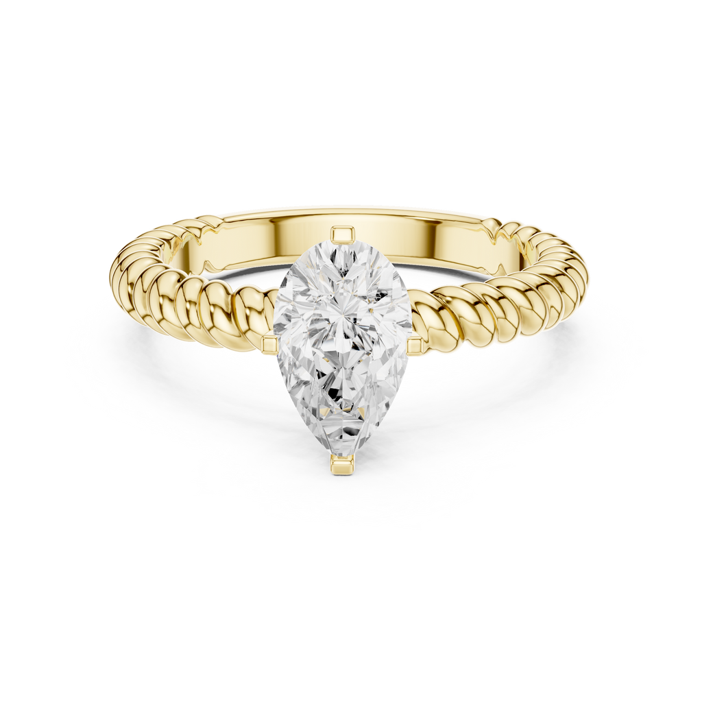 Twisted Band Pear Cut Diamond Engagement Ring