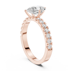 Pear Cut Diamond Solitaire Ring with Pavé Band