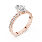 Pear Cut Diamond Solitaire Ring with Pavé Band