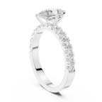 Pear Cut Diamond Solitaire Ring with Pavé Band