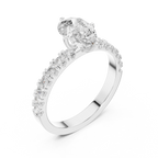 Pear Cut Diamond Solitaire Ring with Pavé Band