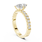 Pear Cut Diamond Solitaire Ring with Pavé Band