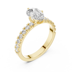 Pear Cut Diamond Solitaire Ring with Pavé Band
