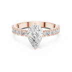 Pear Cut Diamond Solitaire Ring with Pavé Band