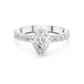 Pear Cut Diamond Solitaire Ring with Pavé Band