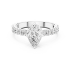Pear Cut Diamond Solitaire Ring with Pavé Band