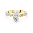 Pear Cut Diamond Solitaire Ring with Pavé Band
