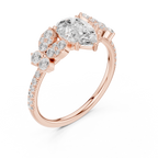Vintage Pear Cut Diamond Engagement Ring with Side Stones