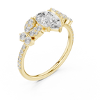 Vintage Pear Cut Diamond Engagement Ring with Side Stones