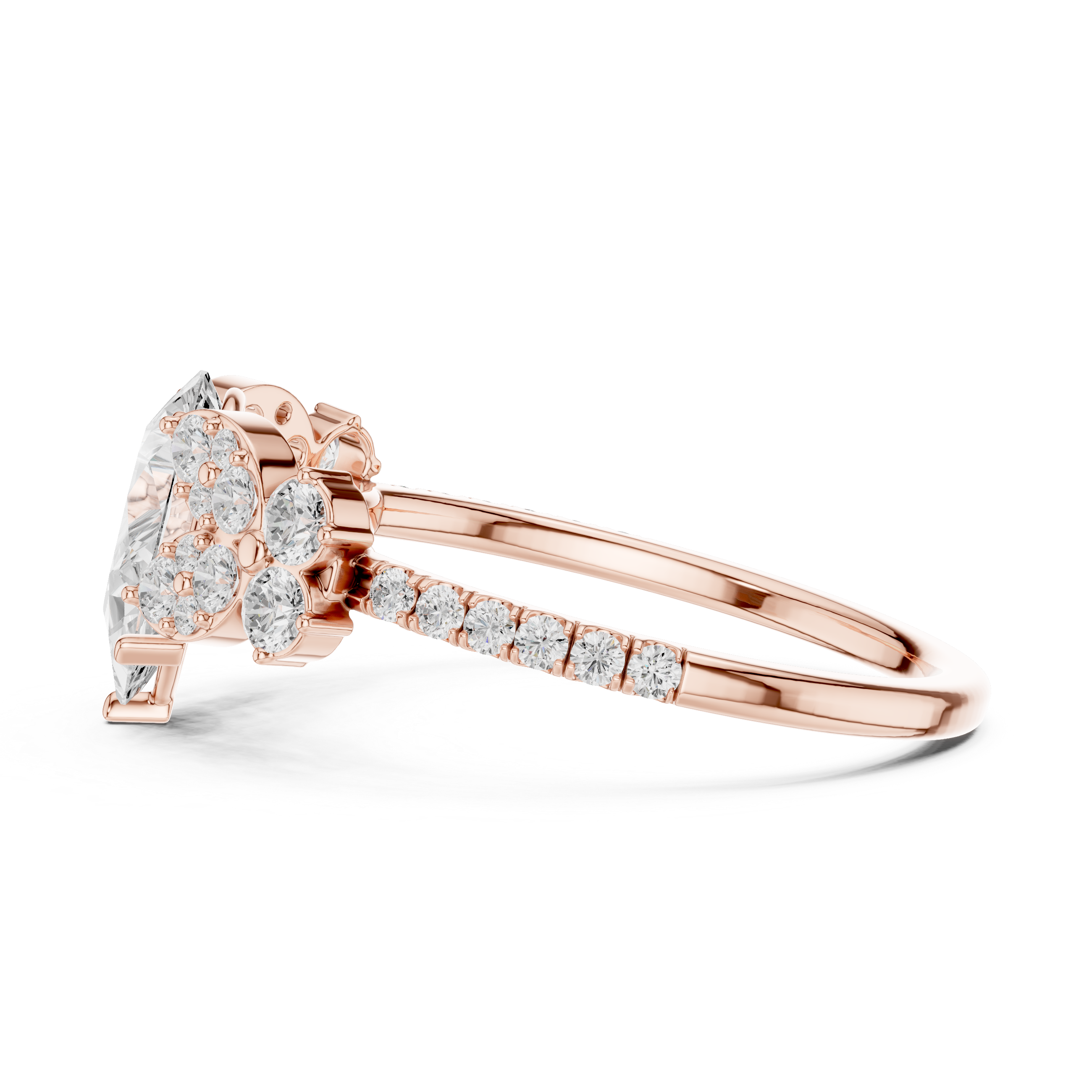 Vintage Pear Cut Diamond Engagement Ring with Side Stones