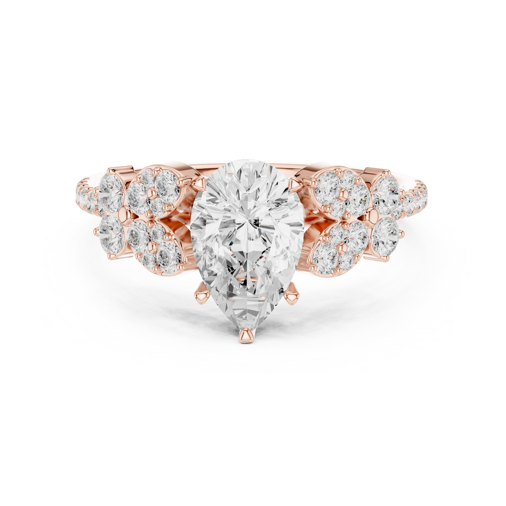 Vintage Pear Cut Diamond Engagement Ring with Side Stones