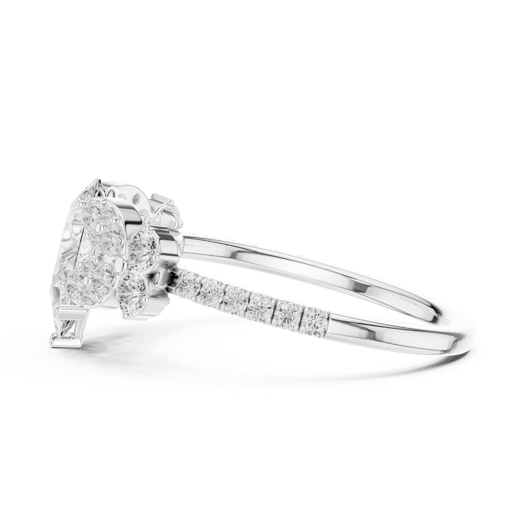 Vintage Pear Cut Diamond Engagement Ring with Side Stones
