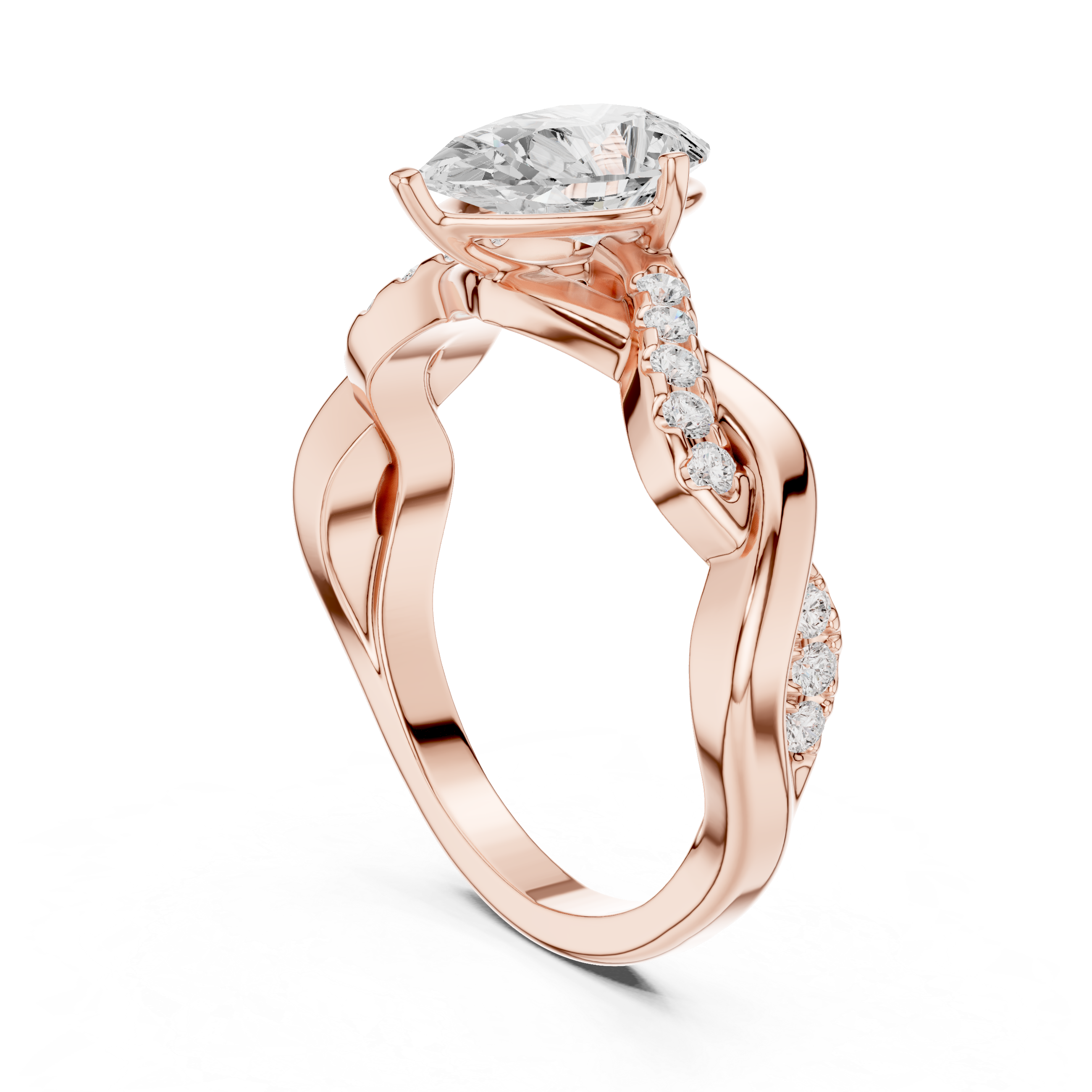 Twisted Pear Cut Diamond Engagement Ring