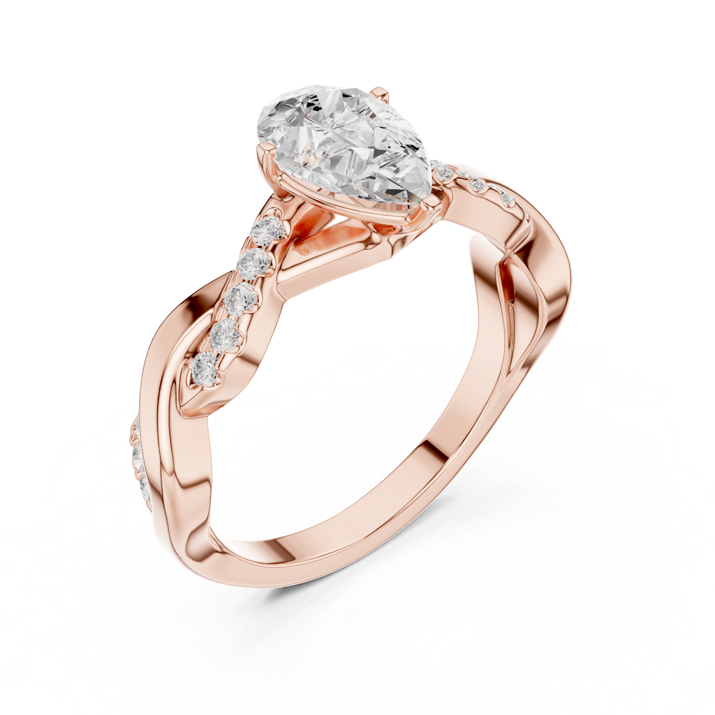 Twisted Pear Cut Diamond Engagement Ring