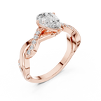 Twisted Pear Cut Diamond Engagement Ring