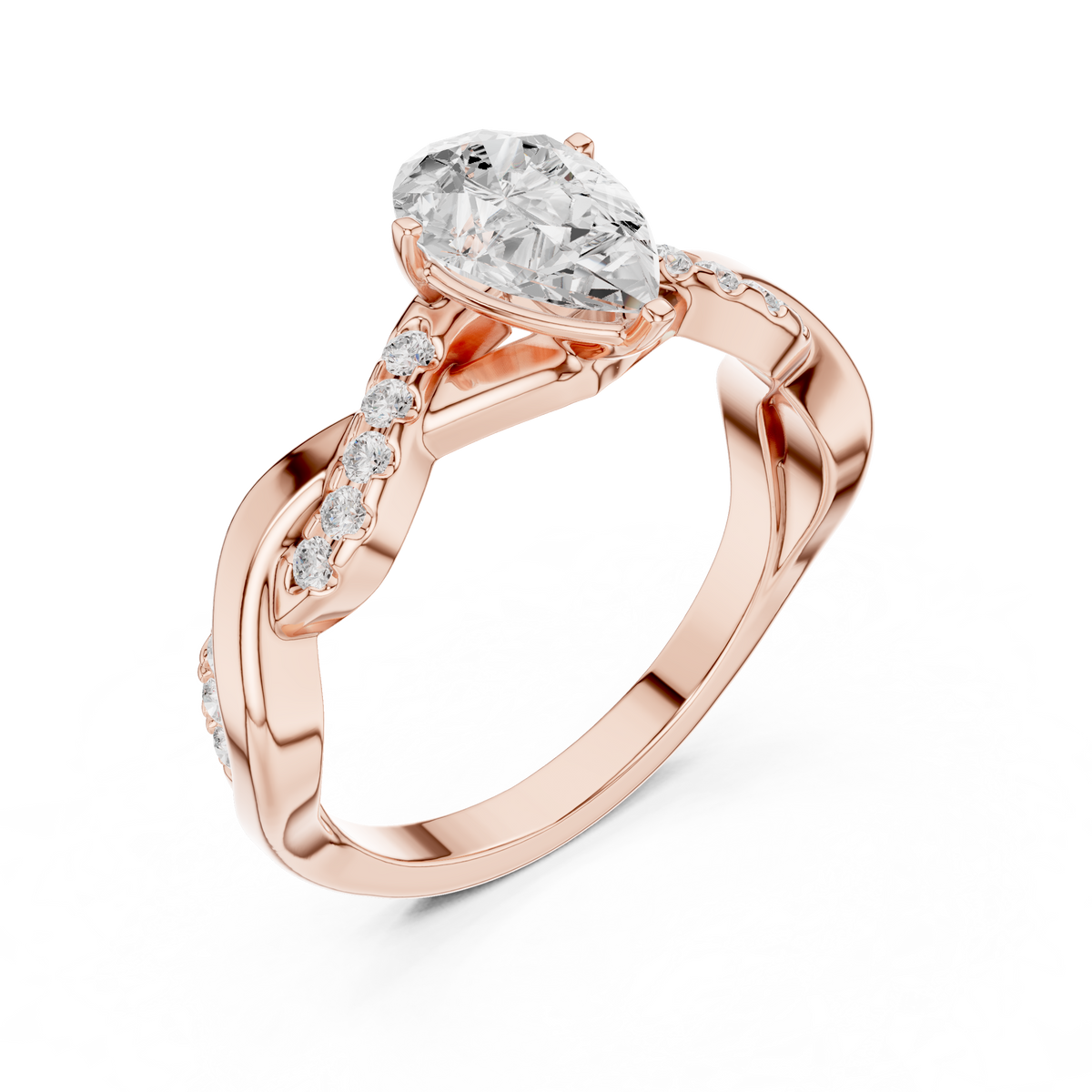 Twisted Pear Cut Diamond Engagement Ring – view 7 of 12, lab grown diamond ring | Jewelix Atelier