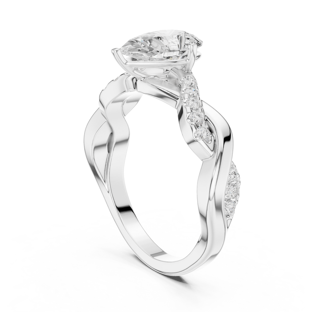 Twisted Pear Cut Diamond Engagement Ring